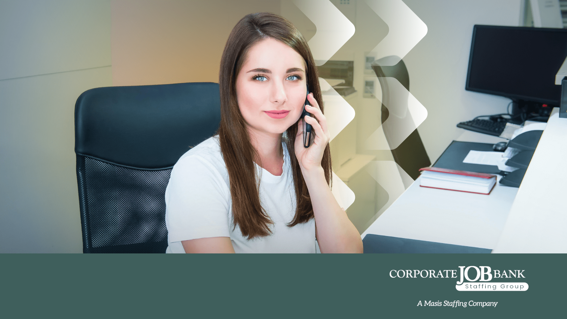 Woman in administrative role on a mobile phone