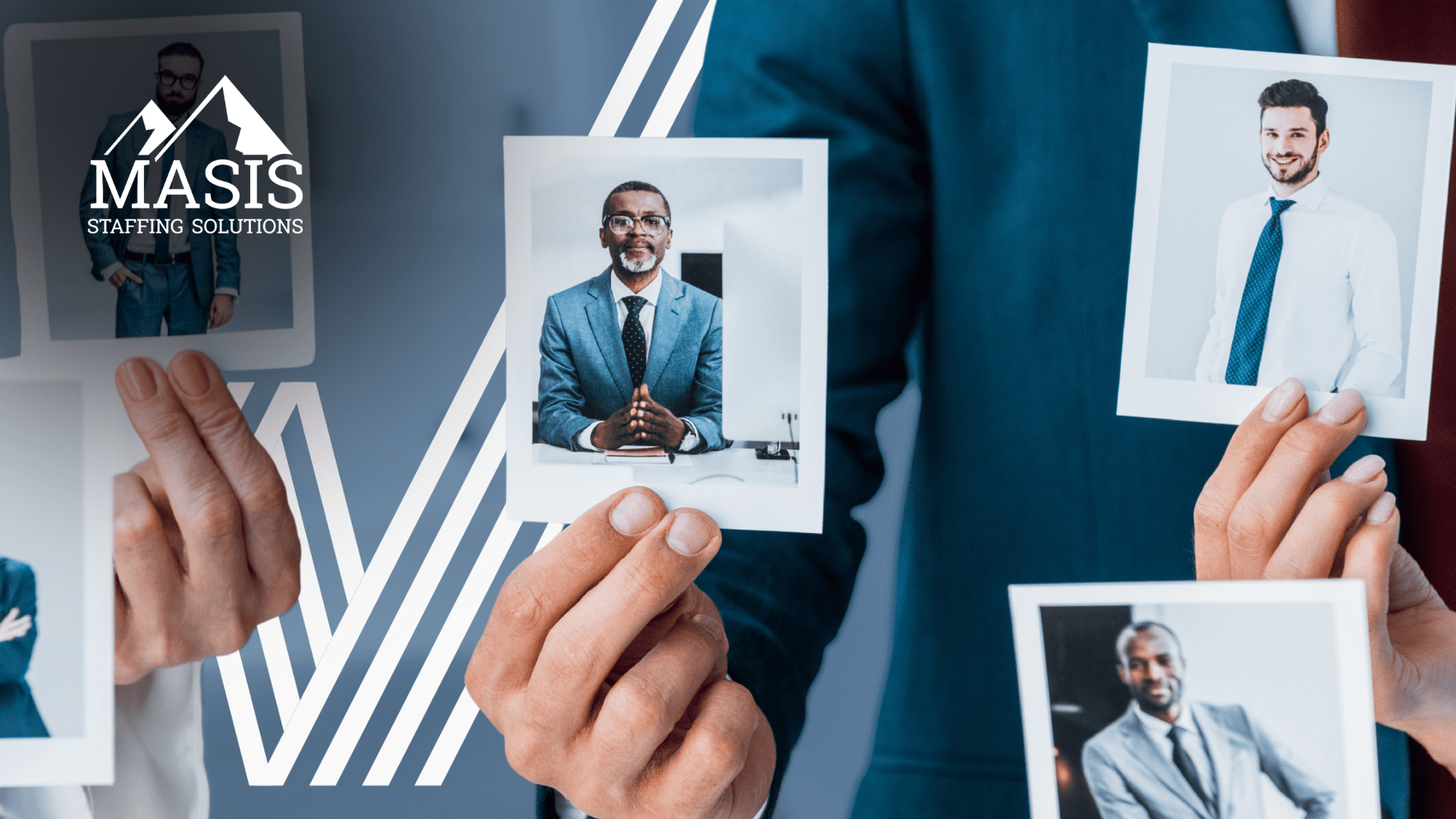 Multiple photos of professionals depicting candidate assessment.